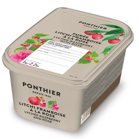 Ponthier Frozen Lychee & Raspberry Puree with Rose 10% Sweetened