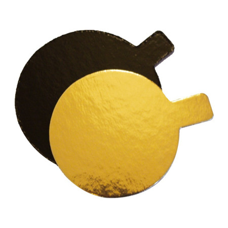 Gold & Black Round Cardboard With Tab 6cm