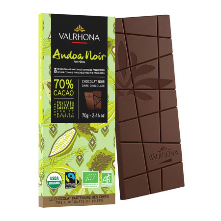Valrhona Dark Chocolate Bars Andoa Organic 70%