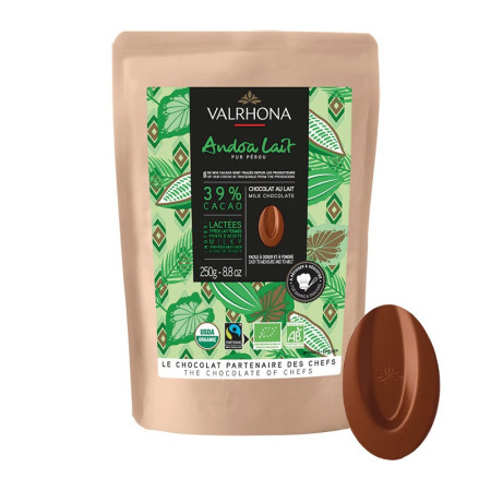 Valrhona Milk Chocolate Bags Andoa Organic 39%
