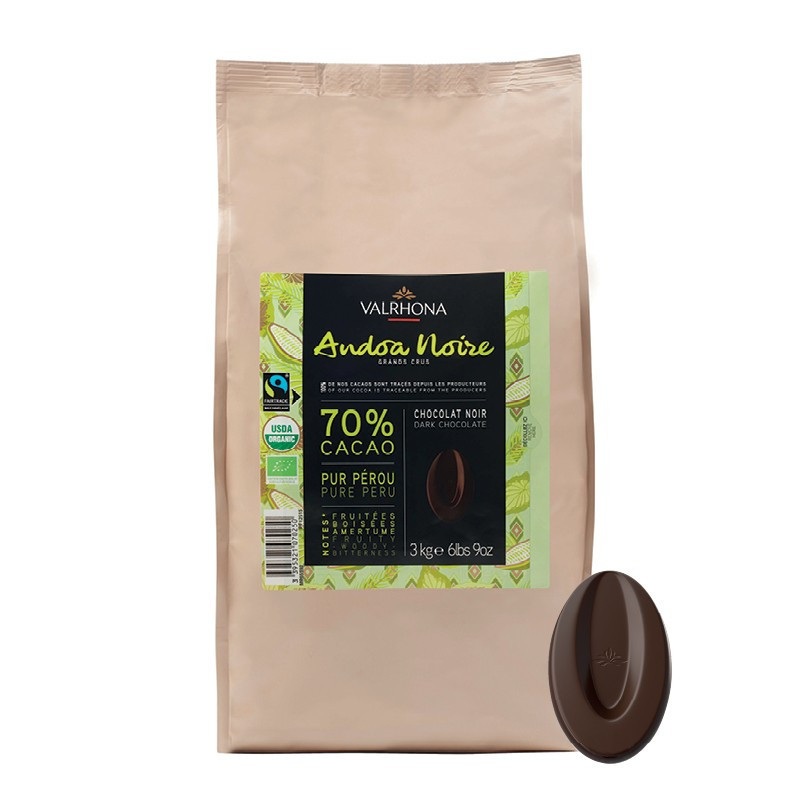 Valrhona Dark Chocolate Couverture Andoa Organic 70%