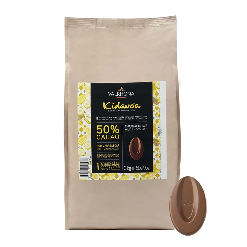 Valrhona Double Fermented Milk Chocolate Couverture Kidova 50% With Banana