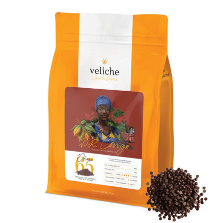 Veliche Single Origin D R Congo Okapi 65% Dark Chocolate Dots