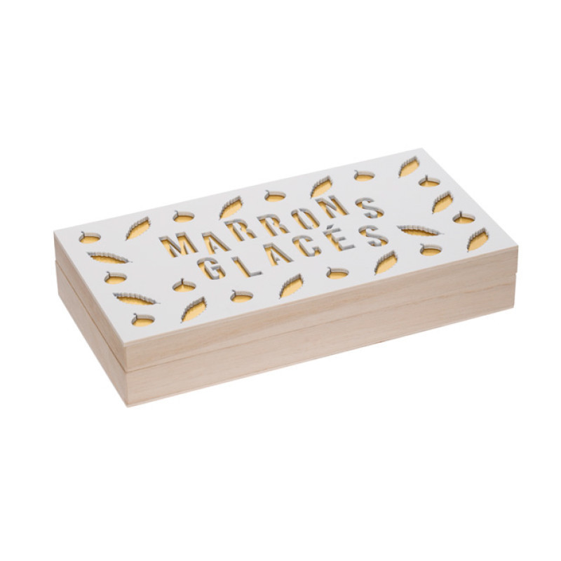 "Marrons Glacés in Vacuum Pack, Golden Wooden Box"