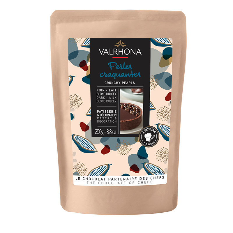 Valrhona Dark, Milk and Blond Chocolate Crunchy Pearls