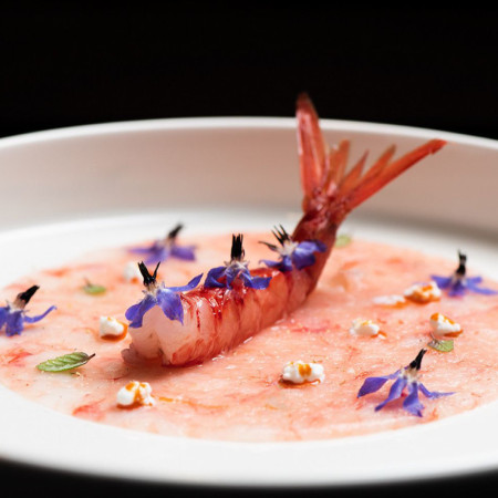 Rosso Di Mazara Carpaccio From Gambero Rosso Prawns
