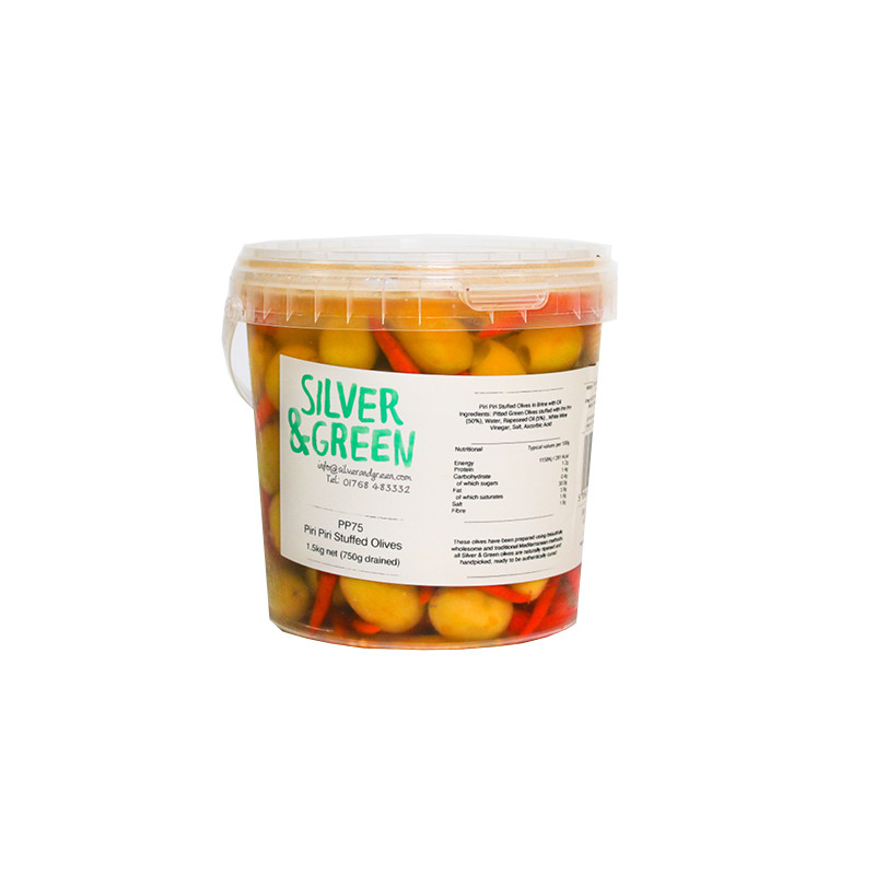 Silver & Green Piri Piri Olives
