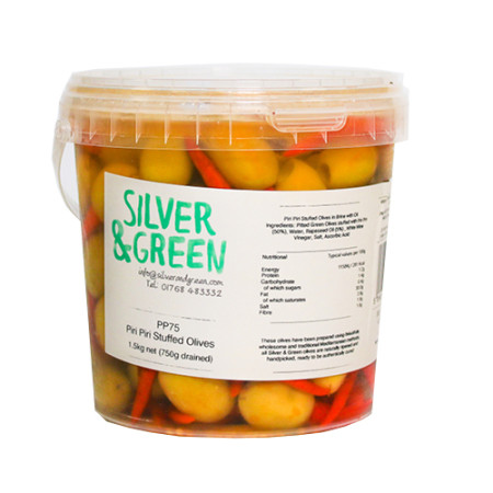 Silver & Green Piri Piri Olives