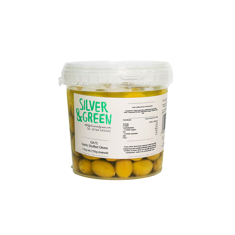 Silver & Green Garlic Stuffed Olives