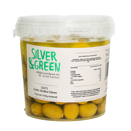 Silver & Green Garlic Stuffed Olives