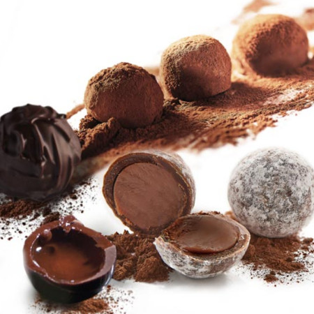 Round Cocoa Dusted Milk Chocolate Salted Caramel Truffles