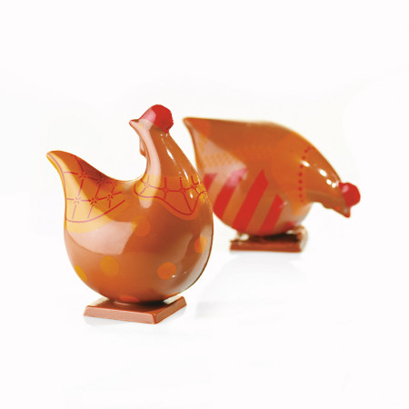 PCB Creation Red & Gold Milk Chocolate Hens