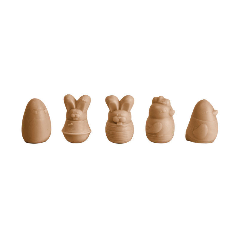Dulcey Chocolate Gianduja and Crepe Wafer Filled Easter Animals