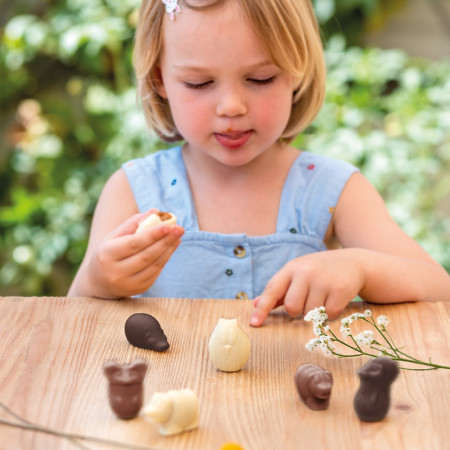Dark Chocolate Hazelnut and Almond Praline Easter Forest Creatures