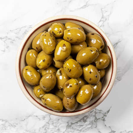 Silver & Green Sweet Basil Olives